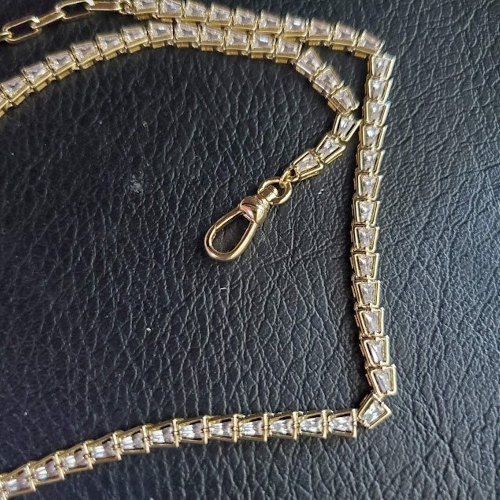 Kendra Scott Bella Tennis Necklace Gold Tone White Cubic Zirconia Formal Gift - Picture 5 of 6